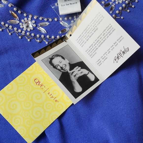 BOB MACKIE | NWT Maximalist Royal Blue Beaded Rhinestone Embellished Tunic | 1X - Picture 7 of 13